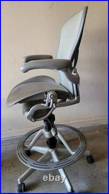 Herman Miller Aeron Office Chair Silver Titanium Drafting Stool Office Chair