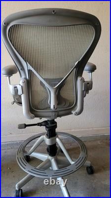 Herman Miller Aeron Office Chair Silver Titanium Drafting Stool Office Chair