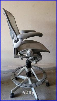 Herman Miller Aeron Office Chair Silver Titanium Drafting Stool Office Chair