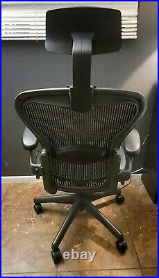 Herman Miller Aeron Office Chair Size B Black with Headrest and Lumbar