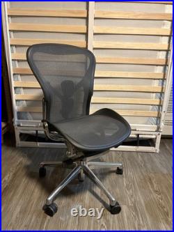 Herman Miller Aeron Office Chair Size B Graphite & Polished Aluminum
