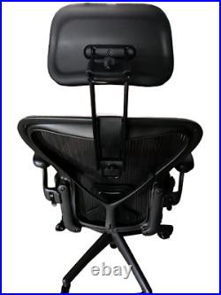 Herman Miller Aeron Office Chair WithAtlas Head Rest & Lumbar Support Blk Size B