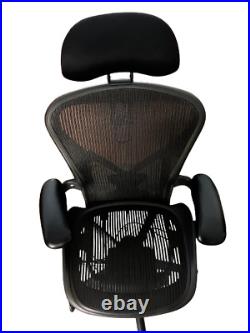 Herman Miller Aeron Office Chair WithAtlas Head Rest & Lumbar Support Blk Size B