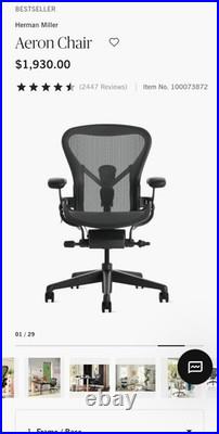 Herman Miller Aeron Office/Desk Chair Gray Ergonomic Model