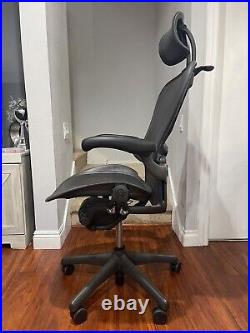 Herman Miller Aeron Office Gaming Chair Size C Large Fully Loaded Headrest Black