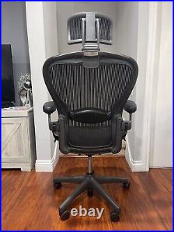 Herman Miller Aeron Office Gaming Chair Size C Large Fully Loaded Headrest Black