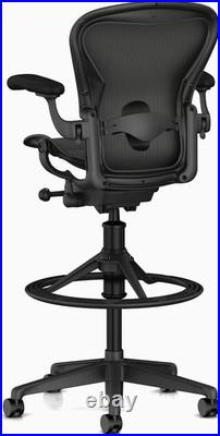 Herman Miller Aeron Remastered Bar Stool Polished Aluminum Lumbar Open Box Herman Miller Aeron Remastered Bar Stool Polished Aluminum Lumbar Open Box