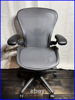 Herman Miller Aeron Remastered Chair SIZE B, GRAPHITE/ FULLY LOADED