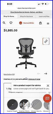 Herman Miller Aeron Remastered Chair Size A Fully Loaded Great Condition