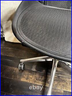 Herman Miller Aeron Remastered Chair Size B, BLACK/POLISHED ALUMINUM