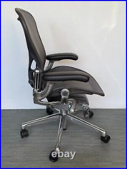 Herman Miller Aeron Remastered Chair Size B Graphite/ Polished Aluminum