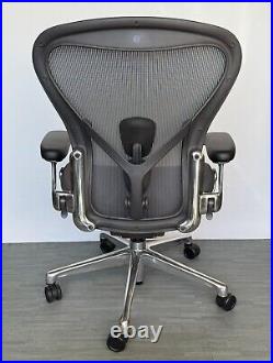 Herman Miller Aeron Remastered Chair Size B Graphite/ Polished Aluminum