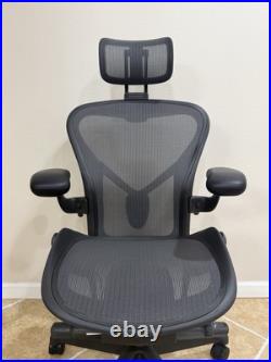 Herman Miller Aeron Remastered Chair Size B Graphite With Headrest Herman Miller Aeron Remastered Chair Size B Graphite With Headrest
