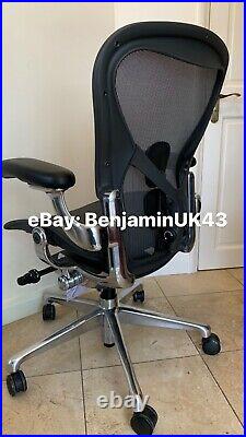 Herman Miller Aeron Remastered Chair Size B Polished Aluminium Top Spec
