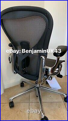 Herman Miller Aeron Remastered Chair Size B Polished Aluminium Top Spec