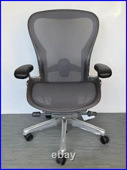 Herman Miller Aeron Remastered Chair Size C Graphite/Polished Aluminum