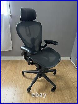 Herman Miller Aeron Remastered Office Chair Graphite Size B + Headrest Used