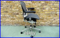 Herman Miller Aeron Remastered Polished Aluminum Posturefit Size B Desk Chair