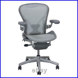 Herman Miller Aeron Size B Chair PostureFit Lumbar Pellicle Quartz, Smoke Frame
