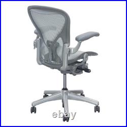 Herman Miller Aeron Size B Chair PostureFit Lumbar Pellicle Quartz, Smoke Frame