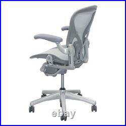 Herman Miller Aeron Size B Chair PostureFit Lumbar Pellicle Quartz, Smoke Frame