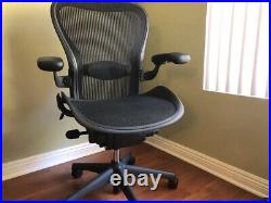 Herman Miller Aeron Size B Medium Office Desk Chair Ergonomic Fully Loaded Black