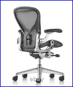 Herman Miller Aeron Size B Office Chair Graphite, Fully Adj Arms. New Free Ship
