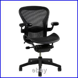 Herman Miller Aeron Size B Task Chair, Fully Functional Arms, Black Preowned