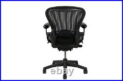 Herman Miller Aeron Size B Task Chair, Fully Functional Arms, Black Preowned