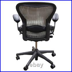 Herman Miller Aeron Size B Task Chair, Fully Functional Arms, Grey Preowned