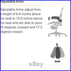 Herman Miller Aeron Tilt Limiter Task Chair, Adjustable Vinyl Arms, Graphite / B