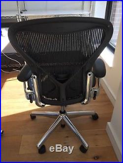 Herman Miller Posture Fit Size B Aeron Chairs with Polished Aluminum Base