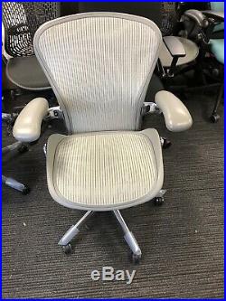 Herman Miller Size B Polish Aluminum Frame With Mineral Classic Mesh Aeron Chair