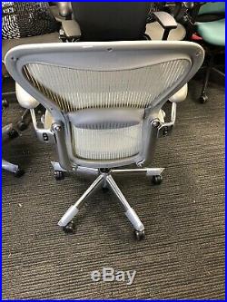 Herman Miller Size B Polish Aluminum Frame With Mineral Classic Mesh Aeron Chair