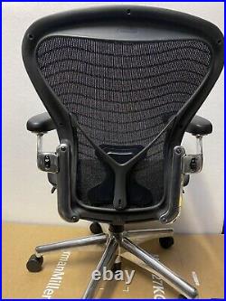 Herman miller Chrome Aeron Size B With Posture Fit Black New Wave