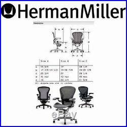 NEW Aeron + Leather Arms Herman Miller ergonomic office desk chair Medium Size B