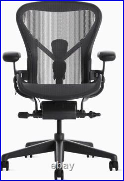 NEW Herman Miller Aeron Chair Size B Mineral Posture Fit Leather Arms