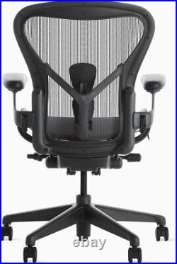 NEW Herman Miller Aeron Chair Size B Mineral Posture Fit Leather Arms
