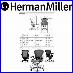 NEW Leather Herman Miller Aeron Chair Titanium Smoke Zinc Seat Medium Size B