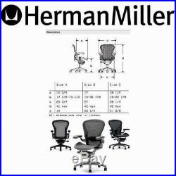 NEW NIB Herman Miller Aeron Basic Graphite Desk Chair Medium Size B Fixed Arms