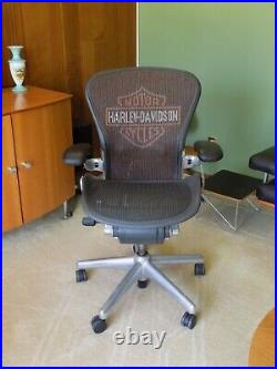 RARE Herman Miller Aeron HARLEY DAVIDSON Polished Aluminum Chair Size B Medium