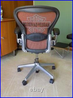 RARE Herman Miller Aeron HARLEY DAVIDSON Polished Aluminum Chair Size B Medium
