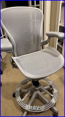 Remastered Herman Miller Aeron Mesh Work Stool Bar Height Lumbar Support Size B