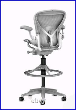 Remastered Herman Miller Aeron Mesh Work Stool Bar Height Lumbar Support Size B