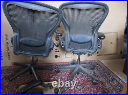 Two Herman Miller Aeron size C and B in need of restoration