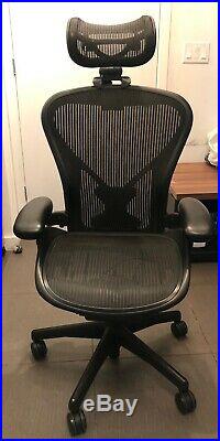 Used Herman Miller Aeron Office Chair Size B with Aftermarket Headrest
